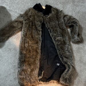 Spirit Hood Luxurious Brown Faux Fur Coat
